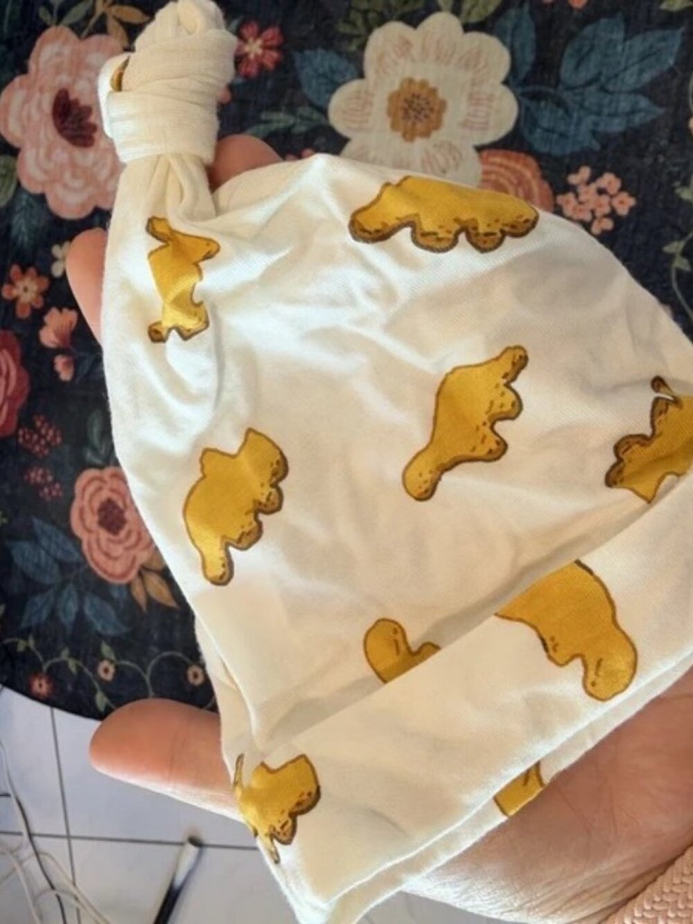 Milkberry Bamboo Dino Print Knotted Hat